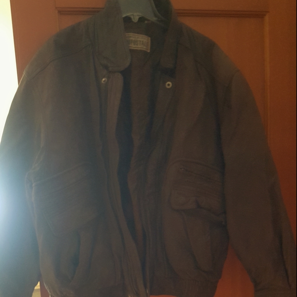 Mens Aeropostale XL Brown Leather Lined Jacket
